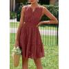 imagePRETTYGARDEN Womens Summer Dresses 2026 Sleeveless V Neck Eyelet Hollow Out Swing A Line Beach Vacation Sun DressBrown