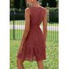 imagePRETTYGARDEN Womens Summer Dresses 2026 Sleeveless V Neck Eyelet Hollow Out Swing A Line Beach Vacation Sun DressBrown