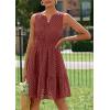 imagePRETTYGARDEN Womens Summer Dresses 2026 Sleeveless V Neck Eyelet Hollow Out Swing A Line Beach Vacation Sun DressBrown