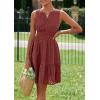 imagePRETTYGARDEN Womens Summer Dresses 2026 Sleeveless V Neck Eyelet Hollow Out Swing A Line Beach Vacation Sun DressBrown