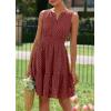 imagePRETTYGARDEN Womens Summer Dresses 2026 Sleeveless V Neck Eyelet Hollow Out Swing A Line Beach Vacation Sun DressBrown