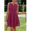 imagePRETTYGARDEN Womens Summer Dresses 2026 Sleeveless V Neck Eyelet Hollow Out Swing A Line Beach Vacation Sun DressBurgundy