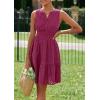 imagePRETTYGARDEN Womens Summer Dresses 2026 Sleeveless V Neck Eyelet Hollow Out Swing A Line Beach Vacation Sun DressBurgundy