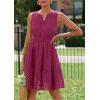 imagePRETTYGARDEN Womens Summer Dresses 2026 Sleeveless V Neck Eyelet Hollow Out Swing A Line Beach Vacation Sun DressBurgundy