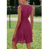 imagePRETTYGARDEN Womens Summer Dresses 2026 Sleeveless V Neck Eyelet Hollow Out Swing A Line Beach Vacation Sun DressBurgundy