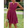 imagePRETTYGARDEN Womens Summer Dresses 2026 Sleeveless V Neck Eyelet Hollow Out Swing A Line Beach Vacation Sun DressBurgundy