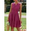 imagePRETTYGARDEN Womens Summer Dresses 2026 Sleeveless V Neck Eyelet Hollow Out Swing A Line Beach Vacation Sun DressBurgundy