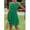 imagePRETTYGARDEN Womens Summer Dresses 2026 Sleeveless V Neck Eyelet Hollow Out Swing A Line Beach Vacation Sun DressDark Green