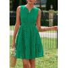 imagePRETTYGARDEN Womens Summer Dresses 2026 Sleeveless V Neck Eyelet Hollow Out Swing A Line Beach Vacation Sun DressDark Green