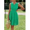 imagePRETTYGARDEN Womens Summer Dresses 2026 Sleeveless V Neck Eyelet Hollow Out Swing A Line Beach Vacation Sun DressGreen
