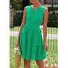 imagePRETTYGARDEN Womens Summer Dresses 2026 Sleeveless V Neck Eyelet Hollow Out Swing A Line Beach Vacation Sun DressGreen