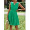 imagePRETTYGARDEN Womens Summer Dresses 2026 Sleeveless V Neck Eyelet Hollow Out Swing A Line Beach Vacation Sun DressGreen