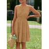 imagePRETTYGARDEN Womens Summer Dresses 2026 Sleeveless V Neck Eyelet Hollow Out Swing A Line Beach Vacation Sun DressKhaki