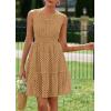 imagePRETTYGARDEN Womens Summer Dresses 2026 Sleeveless V Neck Eyelet Hollow Out Swing A Line Beach Vacation Sun DressKhaki