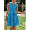 imagePRETTYGARDEN Womens Summer Dresses 2026 Sleeveless V Neck Eyelet Hollow Out Swing A Line Beach Vacation Sun DressLake Blue