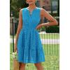 imagePRETTYGARDEN Womens Summer Dresses 2026 Sleeveless V Neck Eyelet Hollow Out Swing A Line Beach Vacation Sun DressLake Blue
