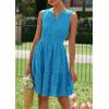 imagePRETTYGARDEN Womens Summer Dresses 2026 Sleeveless V Neck Eyelet Hollow Out Swing A Line Beach Vacation Sun DressLake Blue