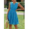 imagePRETTYGARDEN Womens Summer Dresses 2026 Sleeveless V Neck Eyelet Hollow Out Swing A Line Beach Vacation Sun DressLake Blue