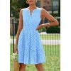 imagePRETTYGARDEN Womens Summer Dresses 2026 Sleeveless V Neck Eyelet Hollow Out Swing A Line Beach Vacation Sun DressLight Blue