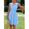 imagePRETTYGARDEN Womens Summer Dresses 2026 Sleeveless V Neck Eyelet Hollow Out Swing A Line Beach Vacation Sun DressLight Blue