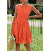 imagePRETTYGARDEN Womens Summer Dresses 2026 Sleeveless V Neck Eyelet Hollow Out Swing A Line Beach Vacation Sun DressOrange