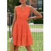 imagePRETTYGARDEN Womens Summer Dresses 2026 Sleeveless V Neck Eyelet Hollow Out Swing A Line Beach Vacation Sun DressOrange