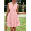 imagePRETTYGARDEN Womens Summer Dresses 2026 Sleeveless V Neck Eyelet Hollow Out Swing A Line Beach Vacation Sun DressPink