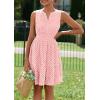 imagePRETTYGARDEN Womens Summer Dresses 2026 Sleeveless V Neck Eyelet Hollow Out Swing A Line Beach Vacation Sun DressPink
