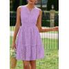 imagePRETTYGARDEN Womens Summer Dresses 2026 Sleeveless V Neck Eyelet Hollow Out Swing A Line Beach Vacation Sun DressPurple