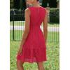 imagePRETTYGARDEN Womens Summer Dresses 2026 Sleeveless V Neck Eyelet Hollow Out Swing A Line Beach Vacation Sun DressRed