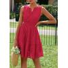 imagePRETTYGARDEN Womens Summer Dresses 2026 Sleeveless V Neck Eyelet Hollow Out Swing A Line Beach Vacation Sun DressRed