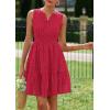 imagePRETTYGARDEN Womens Summer Dresses 2026 Sleeveless V Neck Eyelet Hollow Out Swing A Line Beach Vacation Sun DressRed