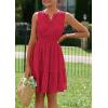 imagePRETTYGARDEN Womens Summer Dresses 2026 Sleeveless V Neck Eyelet Hollow Out Swing A Line Beach Vacation Sun DressRed