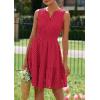 imagePRETTYGARDEN Womens Summer Dresses 2026 Sleeveless V Neck Eyelet Hollow Out Swing A Line Beach Vacation Sun DressRed