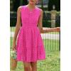 imagePRETTYGARDEN Womens Summer Dresses 2026 Sleeveless V Neck Eyelet Hollow Out Swing A Line Beach Vacation Sun DressRose Red