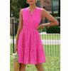 imagePRETTYGARDEN Womens Summer Dresses 2026 Sleeveless V Neck Eyelet Hollow Out Swing A Line Beach Vacation Sun DressRose Red