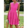 imagePRETTYGARDEN Womens Summer Dresses 2026 Sleeveless V Neck Eyelet Hollow Out Swing A Line Beach Vacation Sun DressRose Red