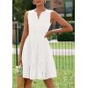 imagePRETTYGARDEN Womens Summer Dresses 2026 Sleeveless V Neck Eyelet Hollow Out Swing A Line Beach Vacation Sun DressWhite