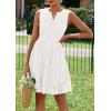 imagePRETTYGARDEN Womens Summer Dresses 2026 Sleeveless V Neck Eyelet Hollow Out Swing A Line Beach Vacation Sun DressWhite