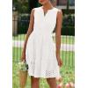 imagePRETTYGARDEN Womens Summer Dresses 2026 Sleeveless V Neck Eyelet Hollow Out Swing A Line Beach Vacation Sun DressWhite
