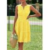 imagePRETTYGARDEN Womens Summer Dresses 2026 Sleeveless V Neck Eyelet Hollow Out Swing A Line Beach Vacation Sun DressYellow
