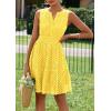 imagePRETTYGARDEN Womens Summer Dresses 2026 Sleeveless V Neck Eyelet Hollow Out Swing A Line Beach Vacation Sun DressYellow