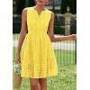 imagePRETTYGARDEN Womens Summer Dresses 2026 Sleeveless V Neck Eyelet Hollow Out Swing A Line Beach Vacation Sun DressYellow