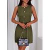 imagePRETTYGARDEN Work Dresses for Women 2026 Summer Business Formal Short Dress Sleeveless Button Down Elegant Office OutfitsArmy Green