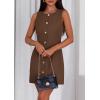 imagePRETTYGARDEN Work Dresses for Women 2026 Summer Business Formal Short Dress Sleeveless Button Down Elegant Office OutfitsBrown