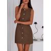 imagePRETTYGARDEN Work Dresses for Women 2026 Summer Business Formal Short Dress Sleeveless Button Down Elegant Office OutfitsBrown
