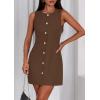 imagePRETTYGARDEN Work Dresses for Women 2026 Summer Business Formal Short Dress Sleeveless Button Down Elegant Office OutfitsBrown