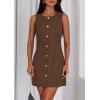 imagePRETTYGARDEN Work Dresses for Women 2026 Summer Business Formal Short Dress Sleeveless Button Down Elegant Office OutfitsBrown