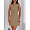 imagePRETTYGARDEN Work Dresses for Women 2026 Summer Business Formal Short Dress Sleeveless Button Down Elegant Office OutfitsDark Khaki