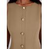 imagePRETTYGARDEN Work Dresses for Women 2026 Summer Business Formal Short Dress Sleeveless Button Down Elegant Office OutfitsDark Khaki